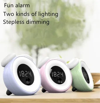 LED išjungti žadintuvas kūrybos miegamojo lovos elektroninis laikrodis smart vaikų mielas animacinių filmų įkraunamas nakties šviesos