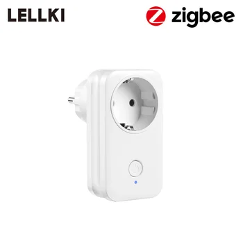 LELLKI Zigbee 3.0 Lizdas Smart ES Baltas Belaidis Valdymo Jungikliai Laikmatis Plug (10A Dirba su Zigbee Atspalvis SmartThings Echo plius 10A