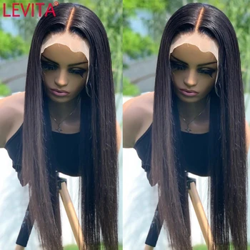 LEVITA 13x4x1 kaulų tiesiai nėriniai priekiniai perukas Brazilijos nėriniai priekiniai Žmogaus Plaukų Perukai moterims, nėriniai priekinės perukas 4x4 nėrinių uždarymo perukas