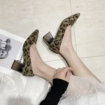 LIHUAMAO leopard aikštėje kulno moterų batai pažymėjo tne ponios suknelė, batai siurbliai šalis vestuvių darbą, karjeros biuras batai