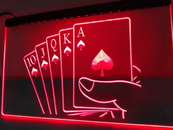 LK416 - Royal Flush, Pokerio, Kazino Taisyklė LED Neon Light Pasirašyti namų dekoro amatai
