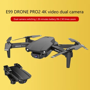 LSKJ E99 Pro2 RC Mini Drone 4K HD Dual Camera WIFI FPV Profesinės aerofotografija Sraigtasparnis, Sulankstomas Quadcopter Dron Žaislai