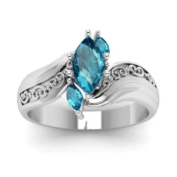 LUKENI Aukščiausios Kokybės Cirkonis Mėlyna Raižyti Žiedai Moterų Dalyvavimo Šalies Aksesuarų Mados Sidabro Mergina Piršto Žiedai, Papuošalai Karšto