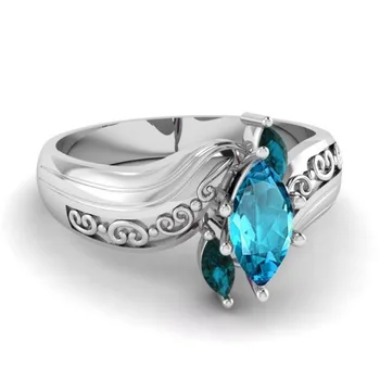 LUKENI Aukščiausios Kokybės Cirkonis Mėlyna Raižyti Žiedai Moterų Dalyvavimo Šalies Aksesuarų Mados Sidabro Mergina Piršto Žiedai, Papuošalai Karšto