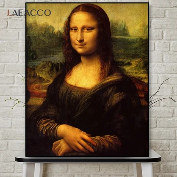 Laeacco Leonardo Da Vinci Pasaulio Meno Šedevras Klasikinio Stiliaus Tapybos Drobės Retro Plakatai Apdailos Nuotraukas Freskos Namų Dekoro