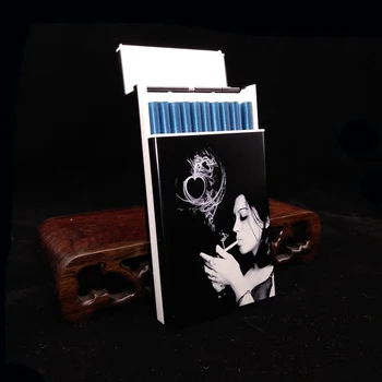 Laifu Aliuminio Lydinio&plastiko Cigarečių Atveju Ultra Plonas 100 Plonas Cigarečių Dėžutė Moterų Dūmų Lauke Lazeriu Graviruotas Lonely Girl