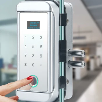Lauko vandeniui stumdomas duris, biometrinių stiklo durų užraktas keyless elektroninį pirštų atspaudų, su touch klaviatūra smart card doorlock