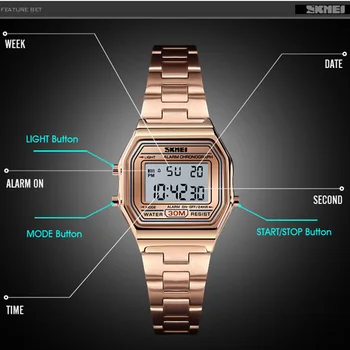Led Moterų Laikrodžiai Verslo Elektroninių Chronograph Ponios Laikrodžiai Skaitmeniniai Laikrodžiai Moterų Laikrodis Relojes Mujer 2018 SKMEI