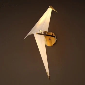 Led Paukščių Popieriaus Toršeras Namų Deco Modernus Aukso Stovi Lempos Miegamojo Kambarį Origami Grindų Šviesos Tyrimas Skaityti Stalo Lempa