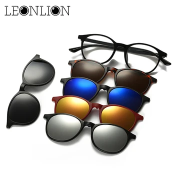 LeonLion 2021 5piece Jėga, Akiniai nuo saulės Vyrų, Moterų, Prabangos Poliarizuota Viršų Markės Dizaineris Saulės Akiniai Moterų Retro Akiniai