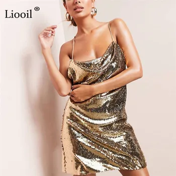 Liooil Plius Dydžio Šampano China Bodycon Mini Suknelė Moterims 2021 M. Rudenį Rankovių Backless Naktinis Klubas Šalies Seksualus Stora Suknelės