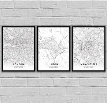 Londono Lutono Oro Uosto Į Mančesterį Mansfield Middlesbrough Milton Keynes Northampton Norwich Nottingham Oksfordo Jungtinės Karalystės Žemėlapis Plakatas