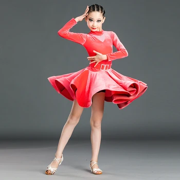 Lotynų Šokių Suknelė Mergaitėms, Vaikams, Praktikos Drabužius 2020 M. Rudens Žiemos Korėjos Aksomo Ilgomis Rankovėmis Veiklos Drabužius Dėvėti Etapas