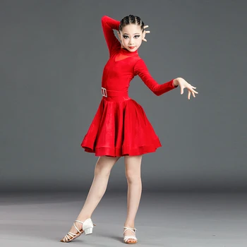 Lotynų Šokių Suknelė Mergaitėms, Vaikams, Praktikos Drabužius 2020 M. Rudens Žiemos Korėjos Aksomo Ilgomis Rankovėmis Veiklos Drabužius Dėvėti Etapas