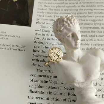 LouLeur 925 sterlingas sidabro Aštuonkampis, abstraktus paveikslas žiedai aukso originalaus dizaino elegantiškas juokinga atidaryti žiedai moterims fine jewelry