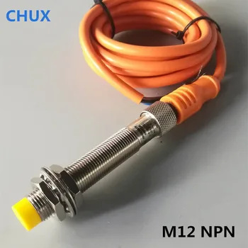 M12 indukcinis artumo jutiklis jungiklis PNP NO/NC/NO+NC 4mm ne flush tipo su 180 tiesiai jungtis aptikti atstumas