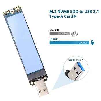 M2 SSD Atveju NVME Talpyklos 10Gbps M. 2 USB 3.1 Gen 2 Tipo Kortelės SSD Adapteris NVME PCIE NGFF M Klavišą SSD Disko Dėžutė