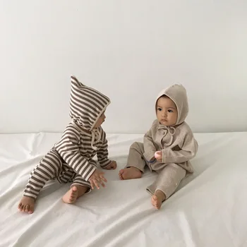 MILANCEL 2020 kūdikių berniukų drabužius, dryžuotas kūdikiams bamblys berniukai jumpsuit su skrybėlę naujagimiui drabužiai