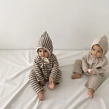 MILANCEL 2020 kūdikių berniukų drabužius, dryžuotas kūdikiams bamblys berniukai jumpsuit su skrybėlę naujagimiui drabužiai
