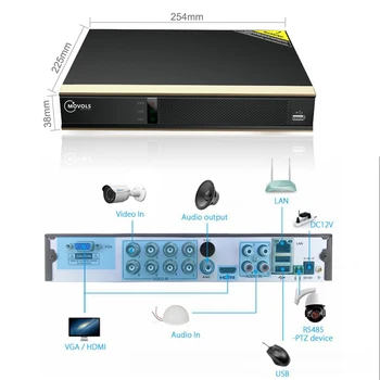 MOVOLS 1080P AI Stebėjimo Sistemos 8CH H. 265 DVR 6 VNT 2MP Vandeniui Namo Lauko infraraudonųjų SPINDULIŲ Naktinio matymo Saugumo Kameros P2P CCTV Kit