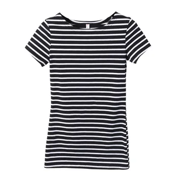 MRMT 2021 visiškai Nauji moteriški Marškinėliai Dryžuotas trumpomis Rankovėmis T-shirt moterims Vieną Žodį Apykaklės Atsitiktinis Plona Elastinga Lady Viršūnes Marškinėlius