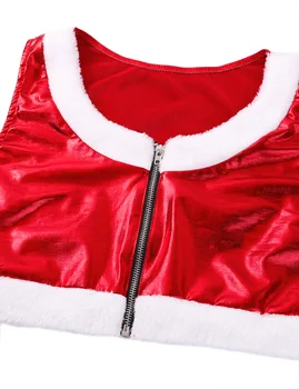 MSemis Moterų Angelas Seksualus Kalėdų Kostiumai Ponia Santa Claus Babe Vaidmenį Vaidina Apranga Su Blizgančio Metalo Pasėlių Viršuje Šortai Karšto Lingerie Komplektas