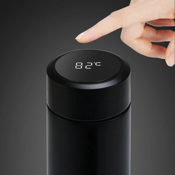 Mados 304Stainless Pieno Smart Plieno LCD Kavos Kolbos Arbatos Ekranas Taurės Touch Nerūdijančio Puodelis Šilumos Termosas Dulkių ir Vandens