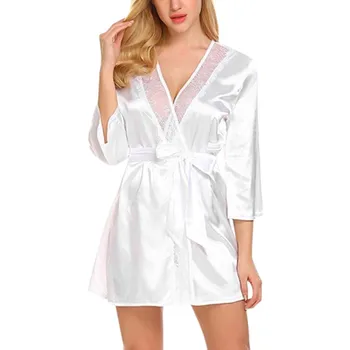 Mados Moterų Rudenį Atsitiktinis Nightgowns Kietas Devynių minučių-Minkštas Homewear Kieta Moteris Nightgownssleeve Nėrinių Sujungimas Sleepwear