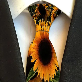 Mados Naujovė Mens Ryšius 3D Atspausdintas Necktie Plonas Liesas Siauri Kaklaraiščiai 8CM Atsitiktinis Gėlių Ryšius Vyrų Vestuvių Priedai