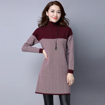 Mados džemperis moterims pavasarį ir rudenį naujų korėjos Plonas ilgas skyriuje pusę-aukštos apykaklės megztinis megztinis moterų marškiniai tx0