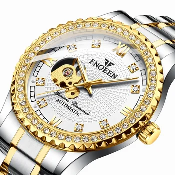 Mados vyriški Laikrodžiai Automatinis Mechaninis Laikrodis Vyrų Aukso laikrodis atsparus Vandeniui Šviesos Su Deimantų Tuščiaviduriai Tourbillon Laikrodis