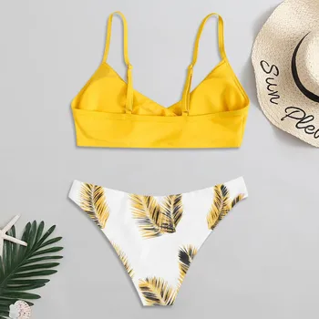 Maillot de bain femme 2020 m. 2 gabalus Vasaros Moterims Gėlių Atsitiktiniai Spausdinti Bikini Komplektas, Push-Up maudymosi kostiumėlį Paplūdimio Kamšalu maudymosi Kostiumėliai, 50*