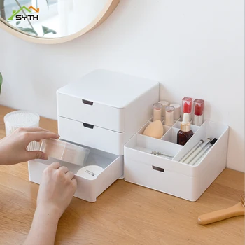 Makiažas Kosmetikos dėžutės saugojimo langelį, stalčių darbalaukio tualetinis staliukas lūpų odos priežiūros papuošalai plastikinių dulkių laikymo konsolidavimo dėžutę