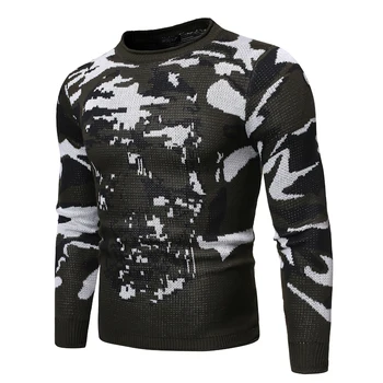 MarKyi 2020 ilgomis rankovėmis mezgimo modeliai vyrai megztiniai žiemos puloveris mens prekės megztinis kaukolė spausdinti