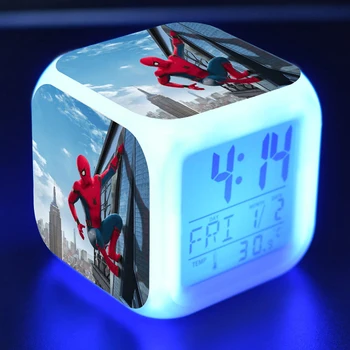 Marvel Keršytojas Animacinių filmų Anime Žadintuvas-Voras: Homecoming spalvotu LED Elektroninis Termometras, Kalendorius Laikrodžiai Dovanos