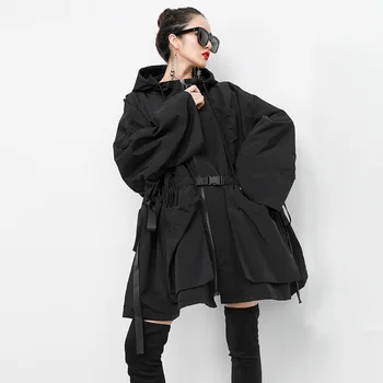 Max LuLu 2019 Mados Korėjos Rudens Ponios Prarasti Streetwear Moterų Ilgas Su Gobtuvu Tranšėjos Paltai Negabaritinių Švarkelis Drabužius