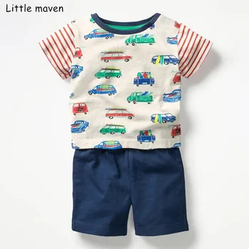 Mažai specialistė, vaikų 2019 m. vasarą kūdikių berniukų drabužiai medvilnės vaikų prekės ženklas nustato automobilio spausdinimo dryžuotas banginis marškinėliai + šortai