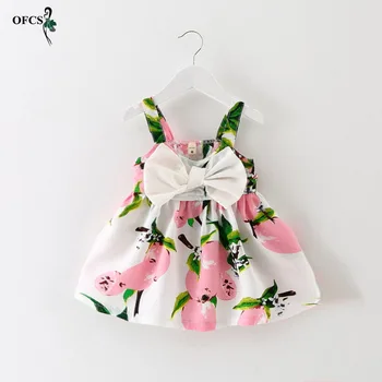 Mažmeninės prekybos naujas stilius vasaros baby girl spausdinti gėlių mergaitės suknelė vestuvių merginų grupė Drabužius su laivapriekio Diržų suknelė 1-3 Metai