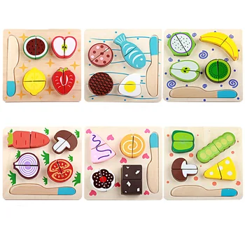 Medinis žaislas modeliavimas maisto apsimesti žaisti žaislas švietimo žaislai, mediniai virtuvės pjaustymo vaisiai ir daržovės vaikams, vaikų dovanų