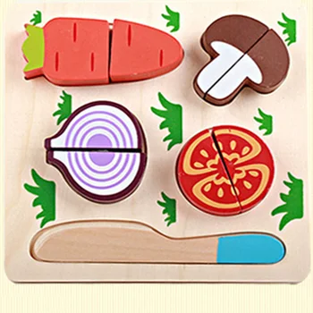 Medinis žaislas modeliavimas maisto apsimesti žaisti žaislas švietimo žaislai, mediniai virtuvės pjaustymo vaisiai ir daržovės vaikams, vaikų dovanų