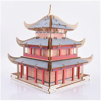 Medinės 3D pastato modelis žaislą dovanų įspūdį rankų darbo surinkti žaidimas woodcraft statybos rinkinys Kinijos senovės YueYang bokšto statybos