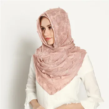 Medvilnės tie dažai Elastiniai Kamuolys Musulmonų Hijabs Skarelė Arabų Moterų Paprasto Šalikai Apsiaustas Malaizija Ilgas Šalikas Islamo Hijab 180x90cm