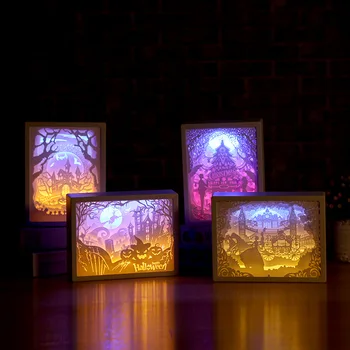 Meno Atmosferą Naktį Šviesos Dekoravimas 3D Popieriaus Drožyba Šviesos diodų (LED) Šeimos Miegamojo Lovos Naktį Šviesa Gali Duoti Kitiems Dovana