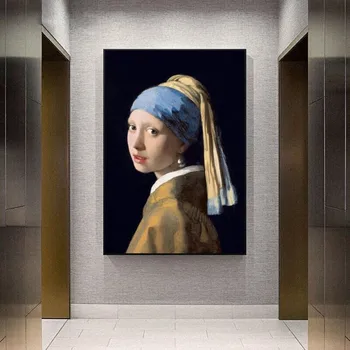 Mergina su Perlo Auskaru Drobės Paveikslai ant Sienos, Klasikinio Garsaus Meno Plakatų, piešinių Ir Spaudinių olandų Aukso Amžiaus Meno Nuotraukas