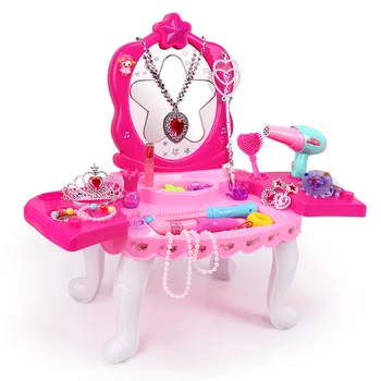 Merginos princesė tualetinis staliukas Makiažas rinkinys Grožio apsimesti žaisti žaislai vaikams, gimtadienio dovana, dovanų dėžutėje mergina žaislai