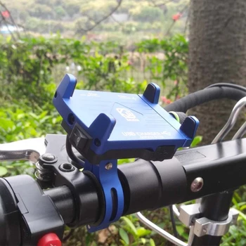 Metalo Motociklo Rankenos Telefono Mount Laikiklis, USB Kroviklis skirtas Išmanusis telefonas