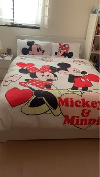 Mickey Mouse Patalynės Komplektas Queen ' King Size Lova Nustatyti Vaikai, Berniukas Ir Mergaitė, Mickey Minnie Antklode Padengti Pagalvių Užvalkalai Šalikas Patalynės Komplektas