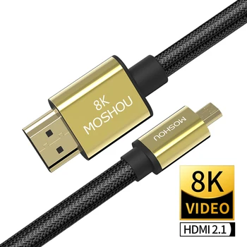Micro HDMI į HDMI Kabelis 2.1 3D 8k 1080P Didelės Spartos HDMI Kabelis, Adapteris 1m 2m 3m 5m HD TV Tabletę Kamera, Mikro HDMI Kabelis