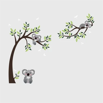 Mielas Koala Siena Lipdukas, Vaikų Kambariai Kūdikio Miegamojo Puošmena lipnios Tapetai Decal Animacinių filmų Gyvūnų Plakatas Namų Dekoro