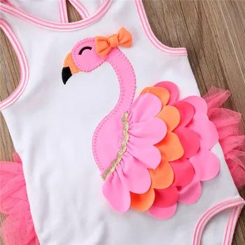 Mielas Naujagimiai, Vaikai Baby Girl Flamingo Gėlė Bodysuits Vienas Gabalus maudymosi kostiumėlį Jumpsuit Komplektus Medvilnės Kūdikių, Mergaičių Drabužiai Baltos 0-18M